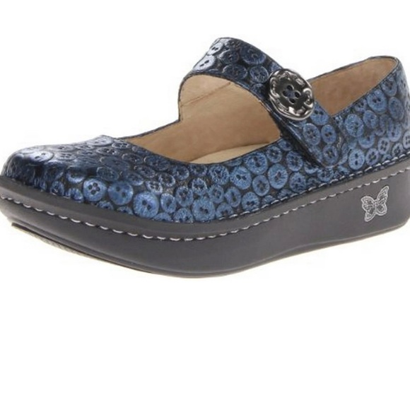 Alegria Paloma Blue Mary Jane Button Shoes | Sz 37 | - Picture 1 of 11